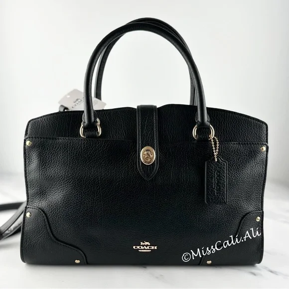 NWT COACH Mercer 30 Satchel Crossbody Bag Black - Picture 1 of 16